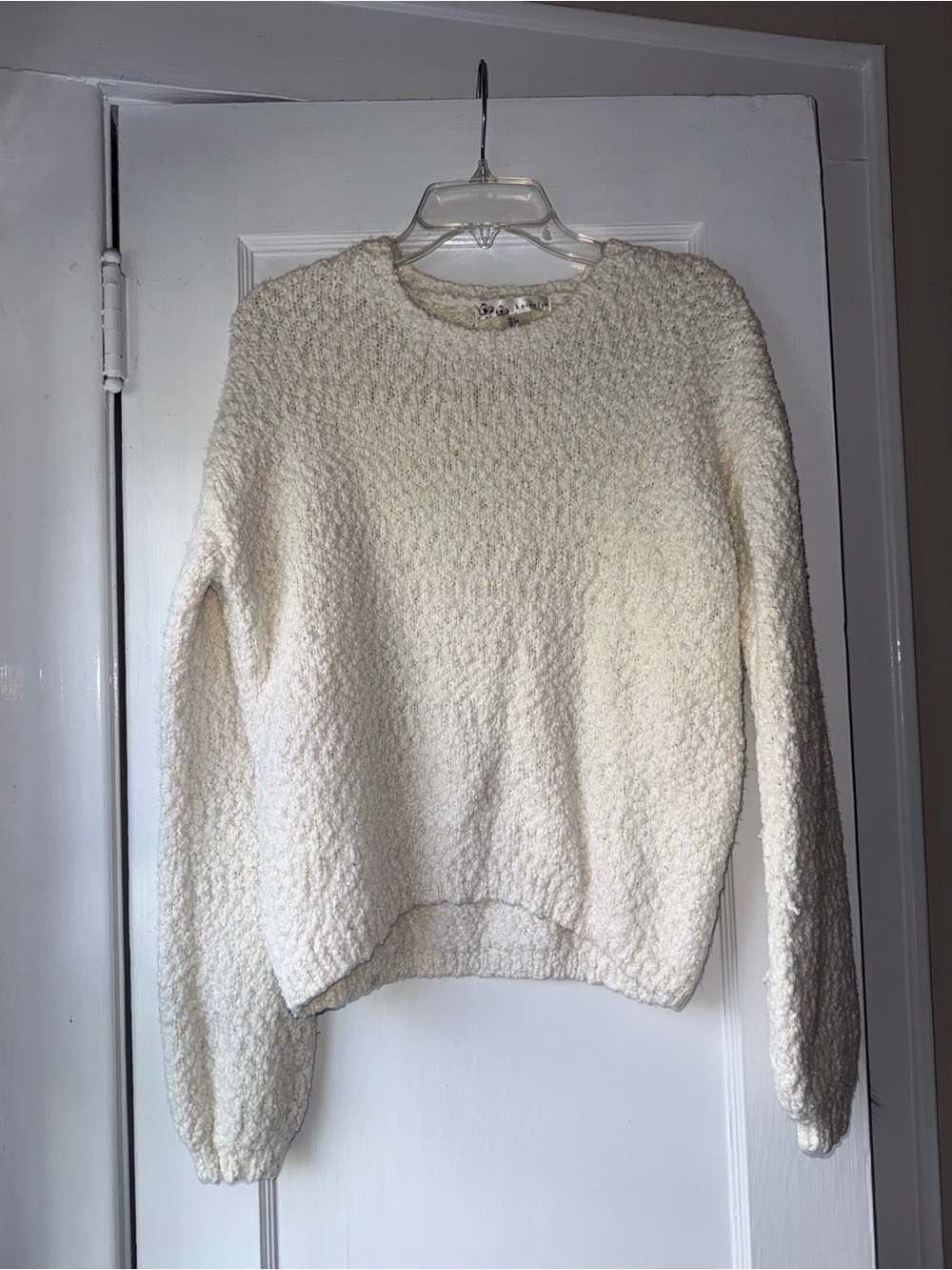 Kaisely Ivory Bouclé Crewneck Sweater